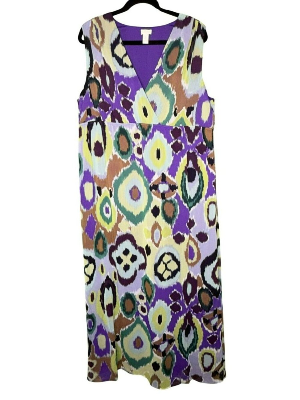 Chico's 3 / XL Purple Multi Color Lined Crinkle Chiffon